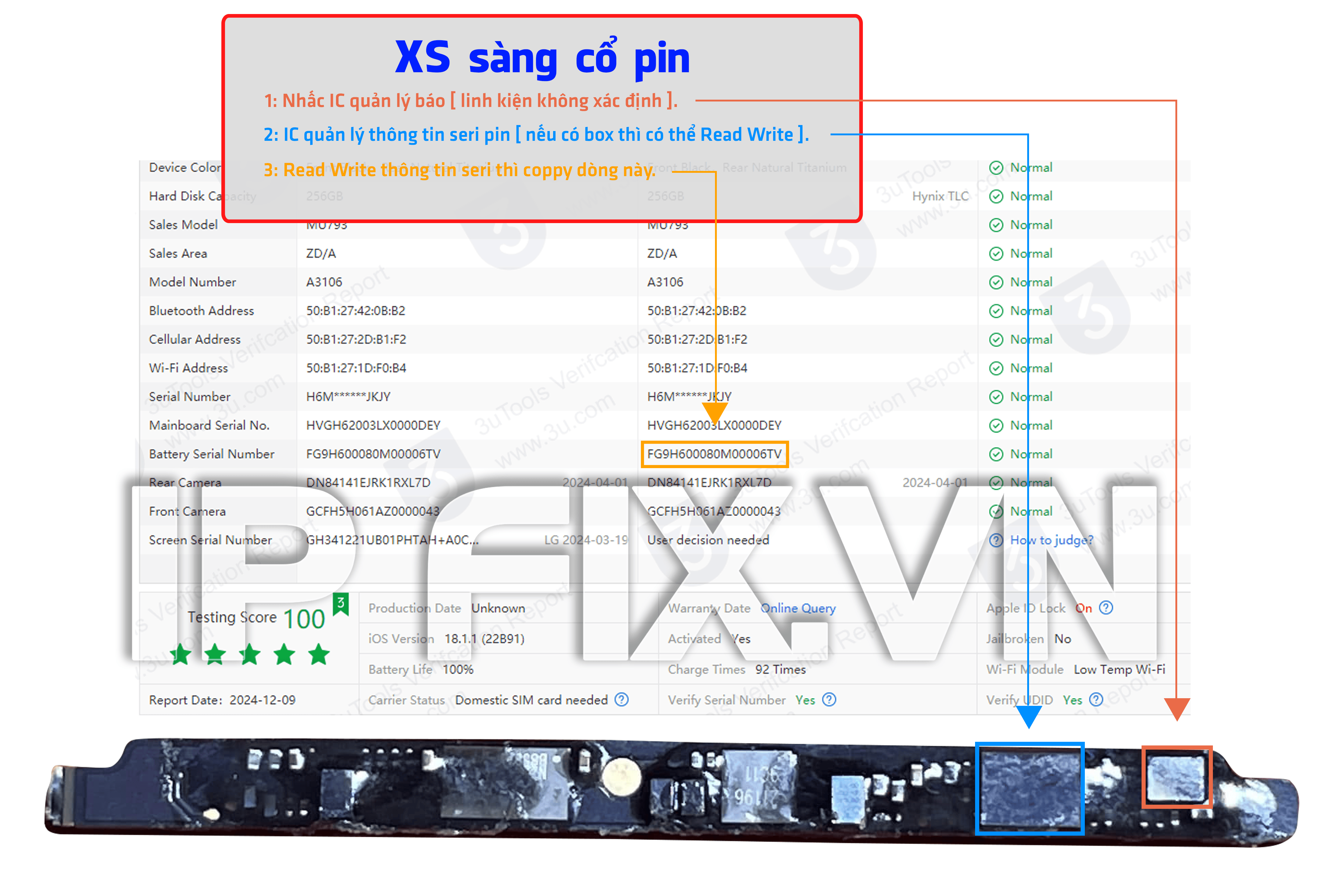 XS sàng cổ pin cần những linh kiện